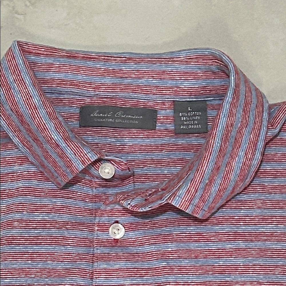 Daniel Cremieux Red and Gray Striped Polo Shirt - Picture 2 of 4